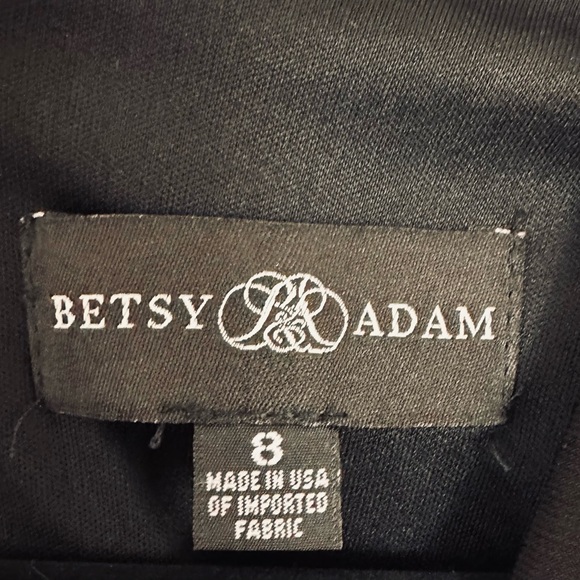 Betsy & Adam Black Formal Full Length V-Neck Ruched Lower Mid Slit Dres… - Picture 15 of 16